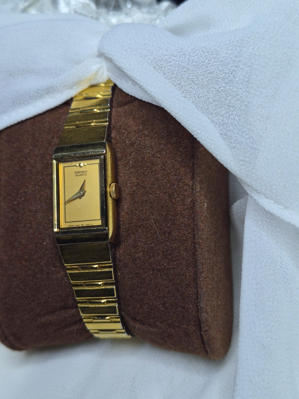 Seiko Women’s Gold-Tone Rectangular Bracelet Watch - Picture 3 of 10
